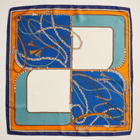 Equestrian Chain Print Scarf – Silk Texture Square Scarf for Elegant Styling