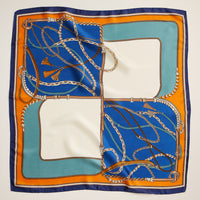 Equestrian Chain Print Scarf – Silk Texture Square Scarf for Elegant Styling