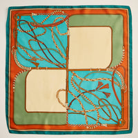 Equestrian Chain Print Scarf – Silk Texture Square Scarf for Elegant Styling