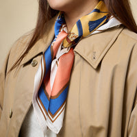 Equestrian Chain Print Scarf – Silk Texture Square Scarf for Elegant Styling