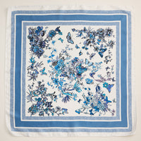 Floral Butterfly Print Scarf – Silk Texture Square Scarf for Elegant Styling