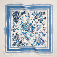 Floral Butterfly Print Scarf – Silk Texture Square Scarf for Elegant Styling