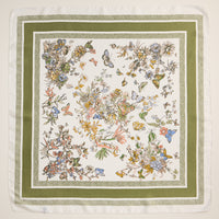 Floral Butterfly Print Scarf – Silk Texture Square Scarf for Elegant Styling