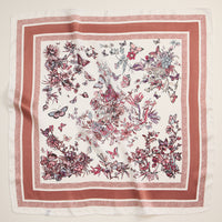 Floral Butterfly Print Scarf – Silk Texture Square Scarf for Elegant Styling