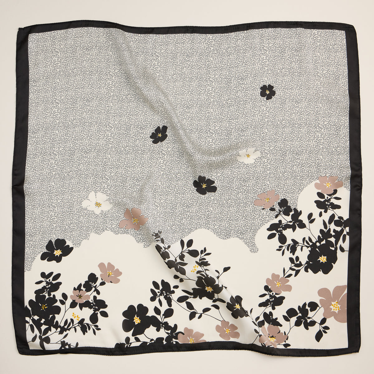 Minimalist Floral Print Scarf – Silk Texture Square Scarf for Chic Styling