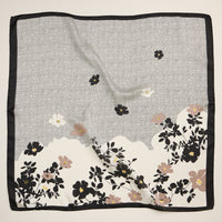 Minimalist Floral Print Scarf – Silk Texture Square Scarf for Chic Styling