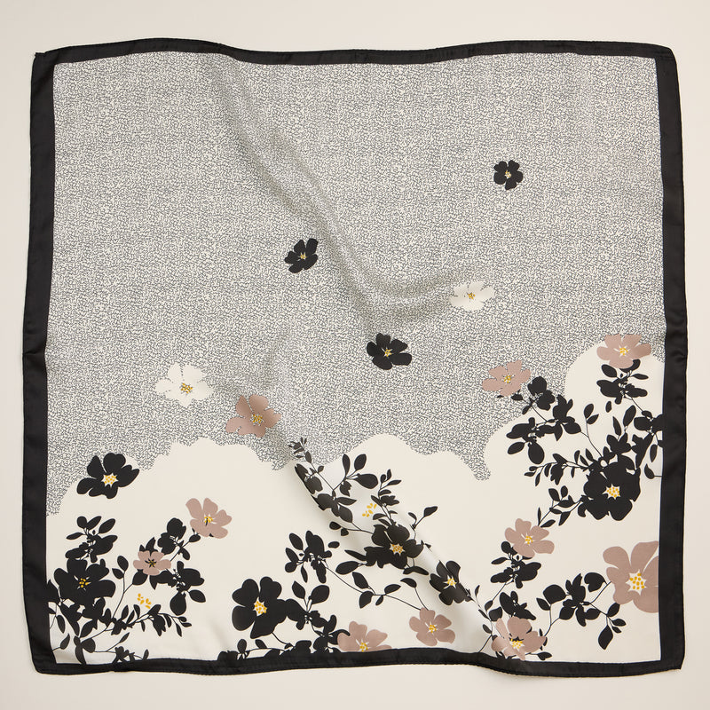 Minimalist Floral Print Scarf – Silk Texture Square Scarf for Chic Styling