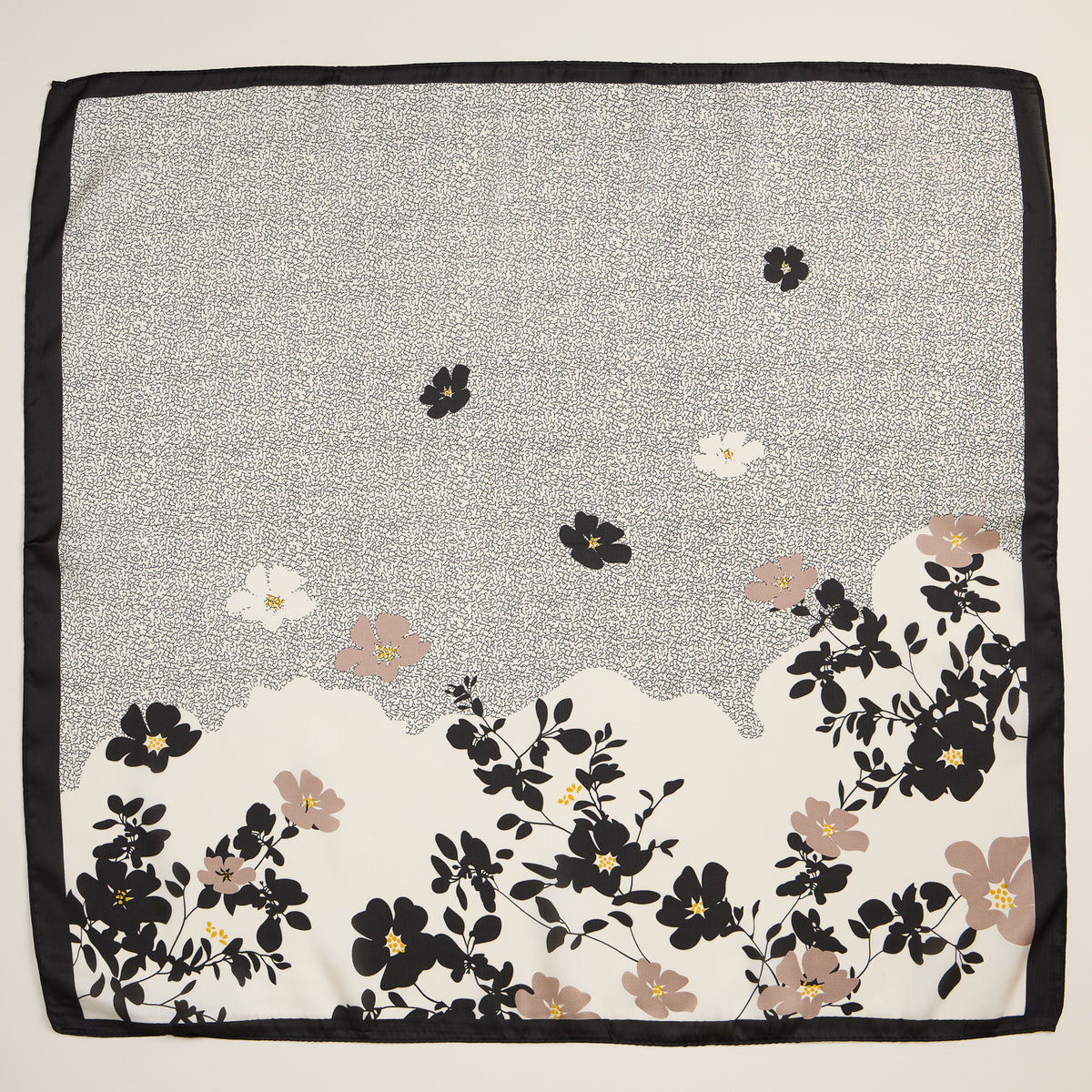 Minimalist Floral Print Scarf – Silk Texture Square Scarf for Chic Styling