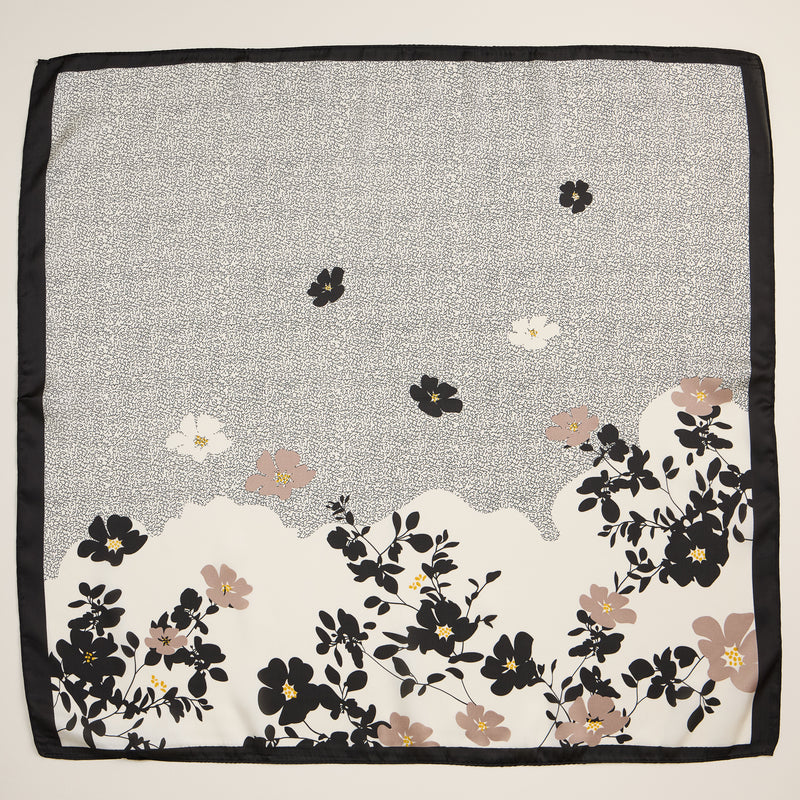 Minimalist Floral Print Scarf – Silk Texture Square Scarf for Chic Styling