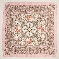 Baroque Print Silk-Texture Scarf – Elegant Square Scarf for Timeless Style