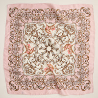 Baroque Print Silk-Texture Scarf – Elegant Square Scarf for Timeless Style