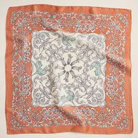 Baroque Print Silk-Texture Scarf – Elegant Square Scarf for Timeless Style