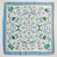 Chic Handbag Print Scarf – Fashion-Inspired Square Scarf with Silk Texture