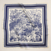 Elegant Toile Print Scarf – Vintage-Inspired Square Scarf with Silk Texture