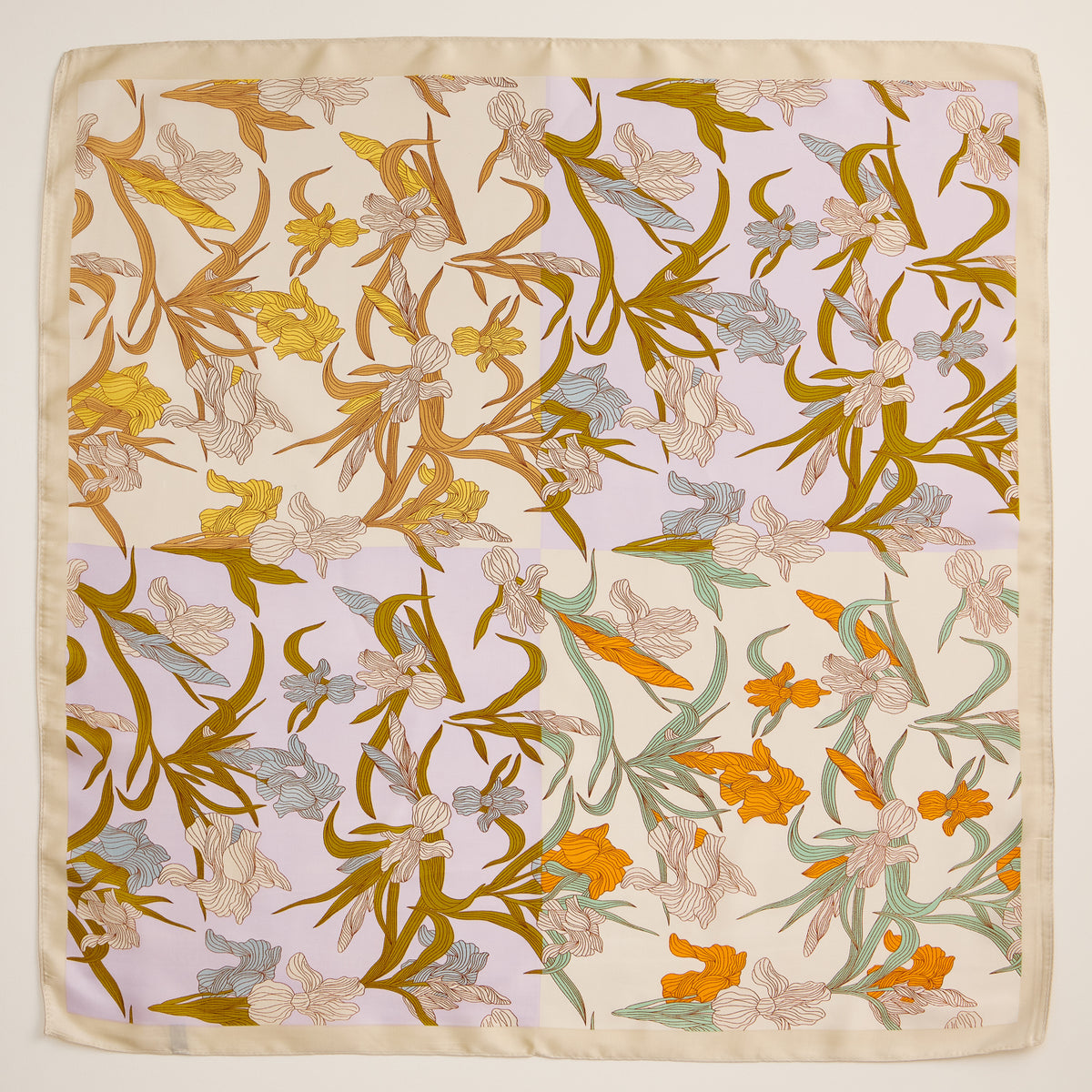 Floral Print Square Scarf – Elegant Silk-Feel Lightweight Scarf