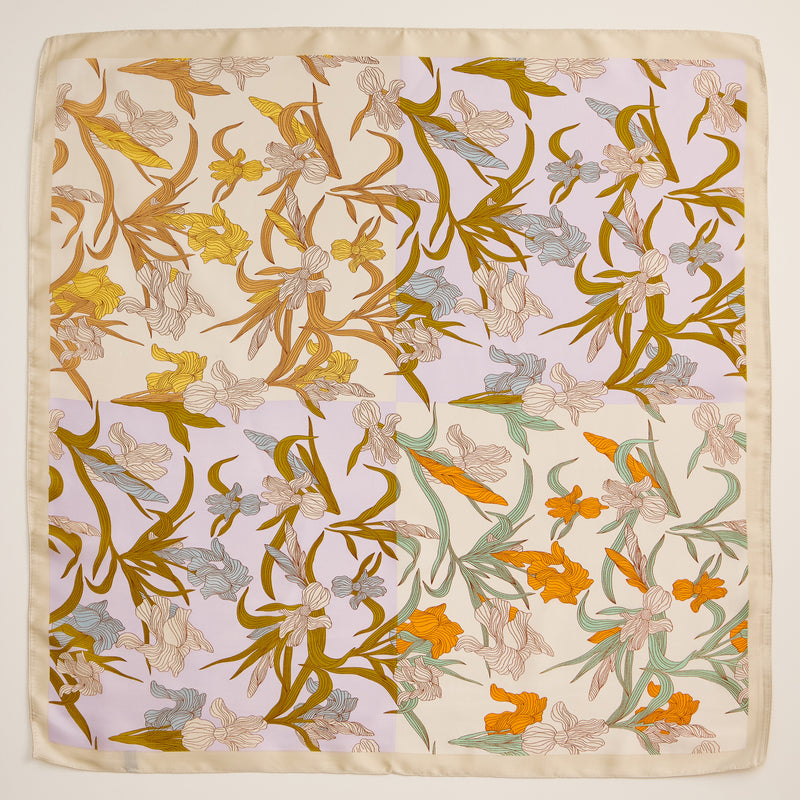 Floral Print Square Scarf – Elegant Silk-Feel Lightweight Scarf