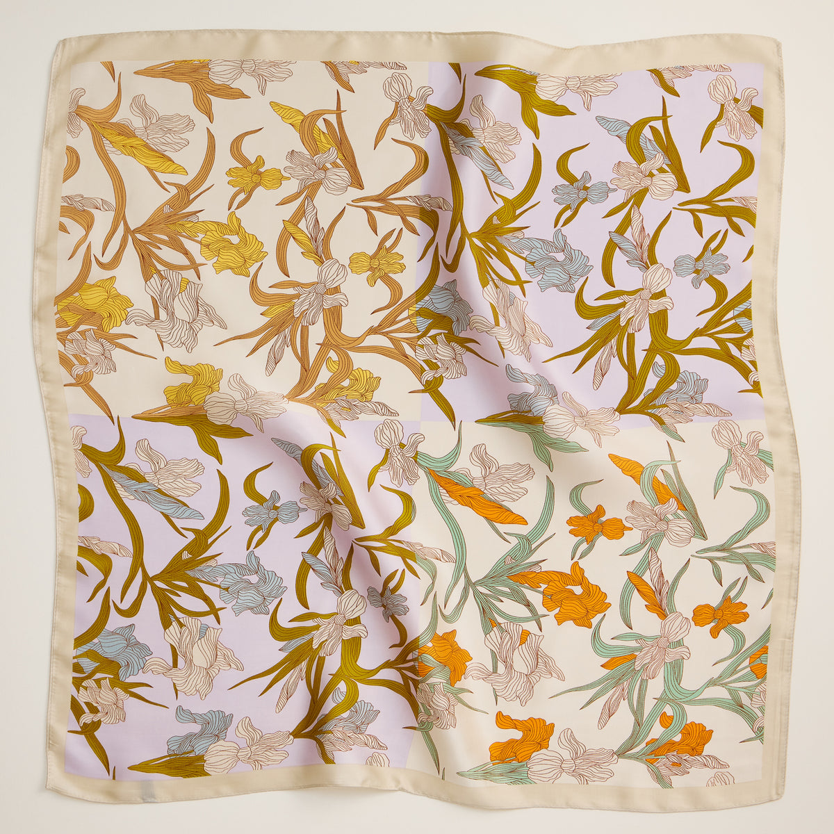 Floral Print Square Scarf – Elegant Silk-Feel Lightweight Scarf