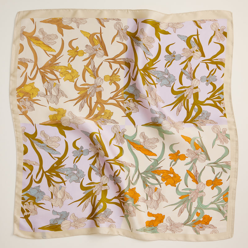 Floral Print Square Scarf – Elegant Silk-Feel Lightweight Scarf