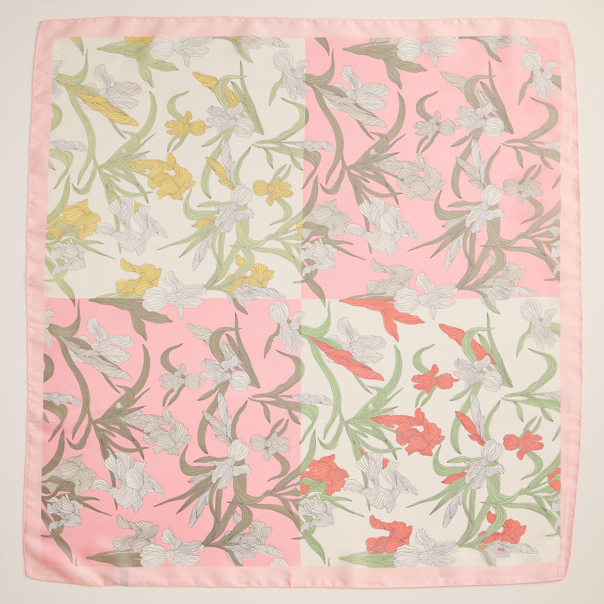 Floral Print Square Scarf – Elegant Silk-Feel Lightweight Scarf