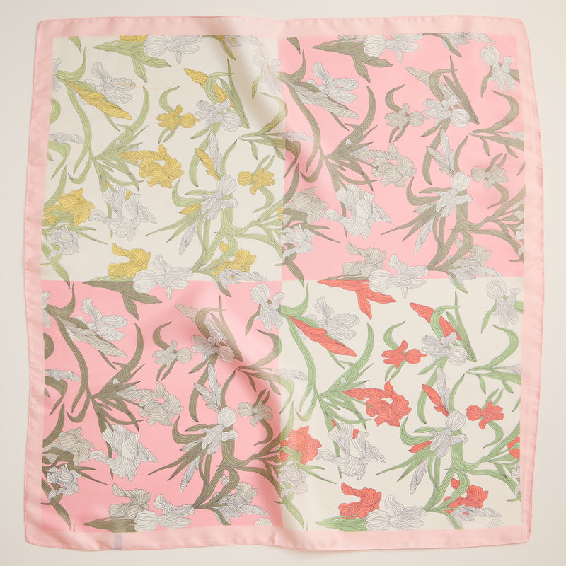 Floral Print Square Scarf – Elegant Silk-Feel Lightweight Scarf
