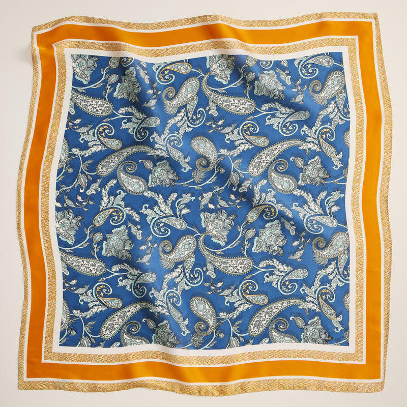 Retro Paisley Print Scarf – Classic Silk-Feel Square Scarf for a Timeless Look