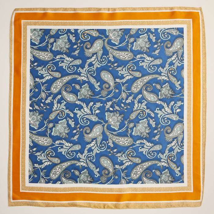 Retro Paisley Print Scarf – Classic Silk-Feel Square Scarf for a Timeless Look