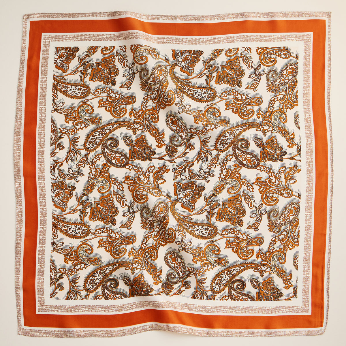 Retro Paisley Print Scarf – Classic Silk-Feel Square Scarf for a Timeless Look