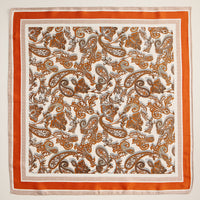 Retro Paisley Print Scarf – Classic Silk-Feel Square Scarf for a Timeless Look