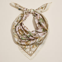 Baroque Rose Print Scarf – Elegant Floral Silk-Feel Square Scarf