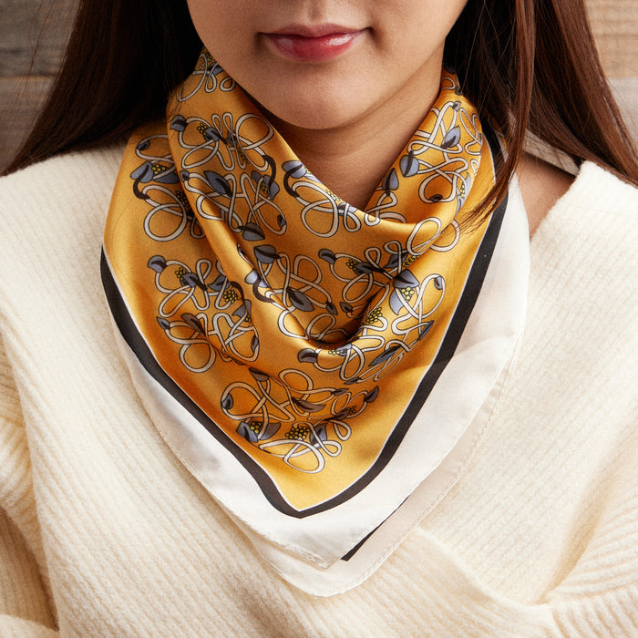 Geometric Pattern Square Scarf – Stylish Silk-Feel Scarf