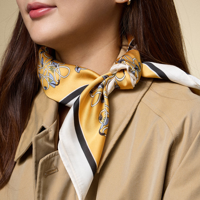 Geometric Pattern Square Scarf – Stylish Silk-Feel Scarf