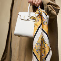 Geometric Pattern Square Scarf – Stylish Silk-Feel Scarf