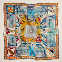 Architectural Print Silk-Feel Scarf – Bold & Artistic Square Scarf