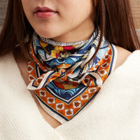 Architectural Print Silk-Feel Scarf – Bold & Artistic Square Scarf