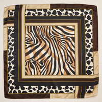 Animal Print Square Scarf – Bold Zebra & Leopard Silk-Feel Scarf