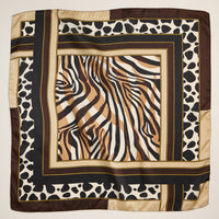 Animal Print Square Scarf – Bold Zebra & Leopard Silk-Feel Scarf