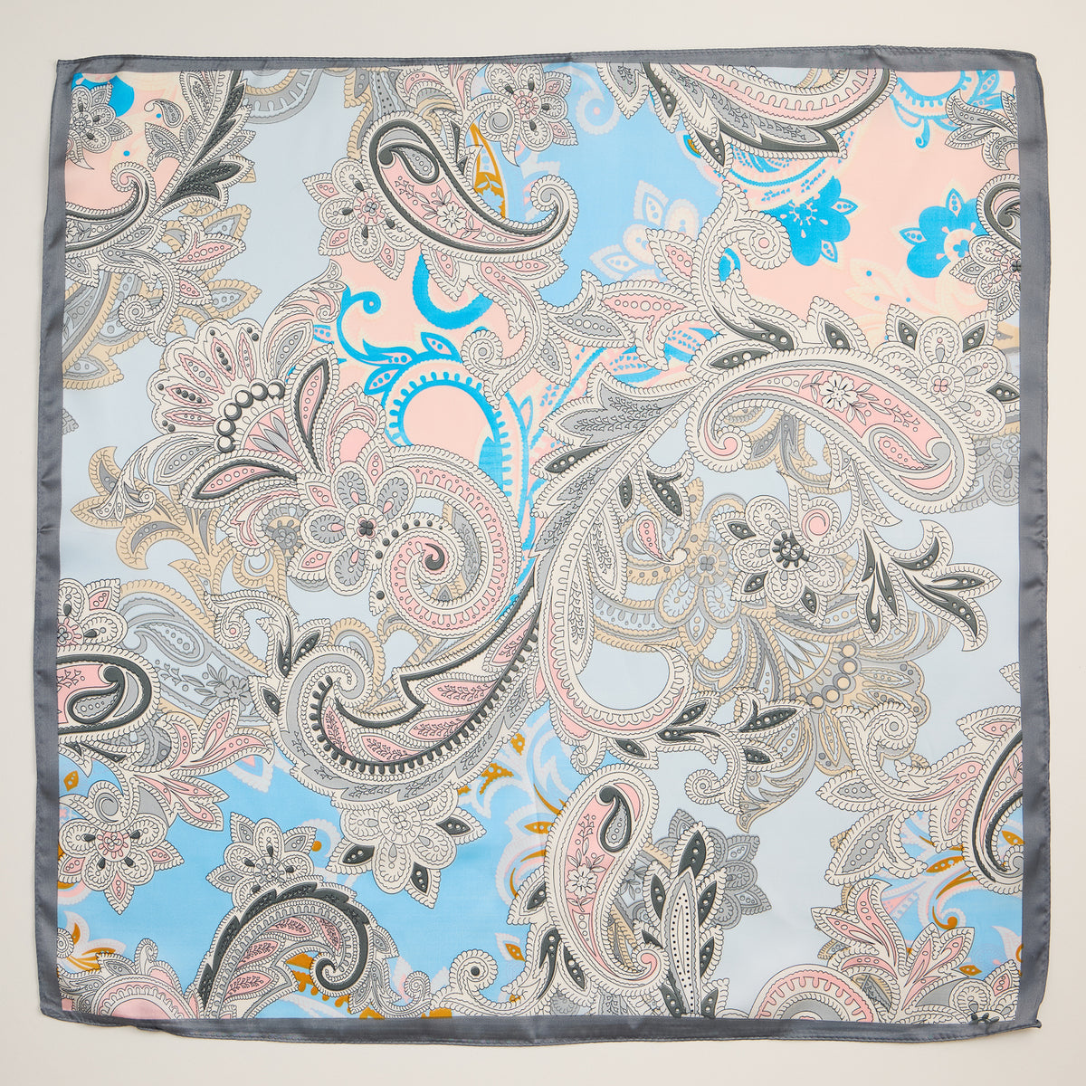 Elegant Paisley Floral Print Scarf – Soft Silk-Feel Square Scarf