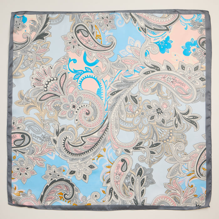 Elegant Paisley Floral Print Scarf – Soft Silk-Feel Square Scarf