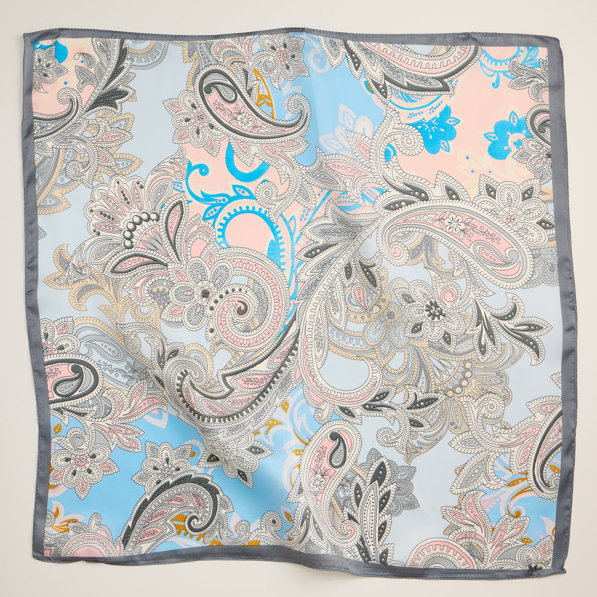 Elegant Paisley Floral Print Scarf – Soft Silk-Feel Square Scarf
