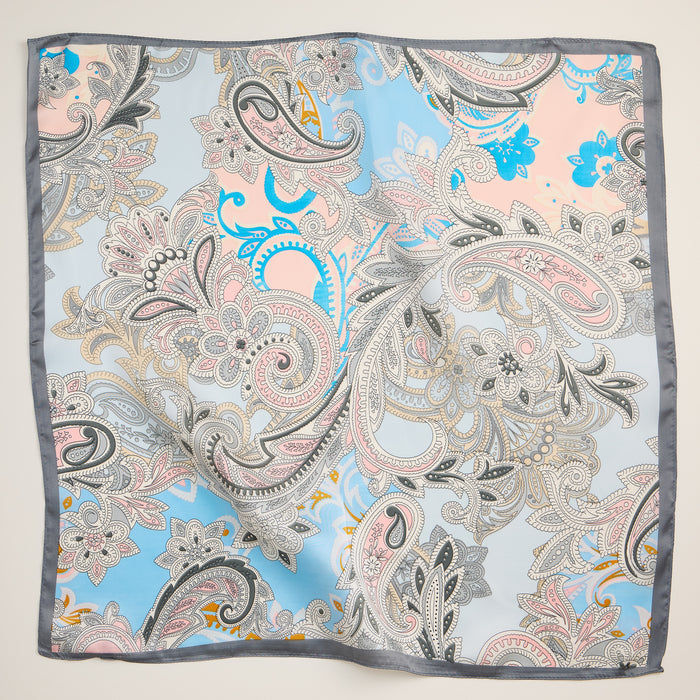 Elegant Paisley Floral Print Scarf – Soft Silk-Feel Square Scarf