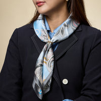 Elegant Paisley Floral Print Scarf – Soft Silk-Feel Square Scarf