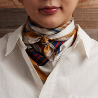 Equestrian-Inspired Scarf – Elegant Silk-Feel Square Scarf with Belt & Bridle Print