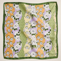 Retro Floral Print Scarf – Colorful Silk-Feel Square Scarf