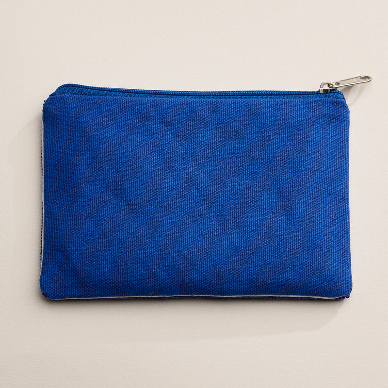 Blue Beaded Mosaic Zipper Pouch