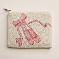 Pink Ballet Beaded Zipper Pouch