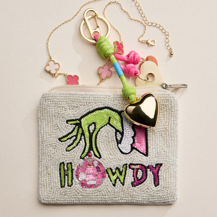Beaded Holiday Green Monster Howdy Pouch