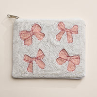 Beaded Pink Bows Zipper Pouch