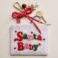Beaded Santa Baby Holiday Zipper Pouch