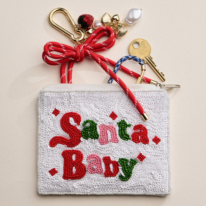 Beaded Santa Baby Holiday Zipper Pouch