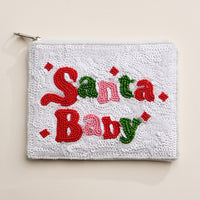 Beaded Santa Baby Holiday Zipper Pouch